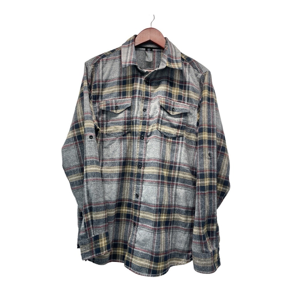 Burnside Men's Medium Multi Color Plaid Fleece Button Down Long‎ Sleeve Shirt